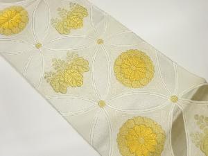 七宝に桐・菊模様織出し袋帯